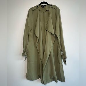 Forever 21 Long Sleeve Duster Jacket Olive Green Size Large
